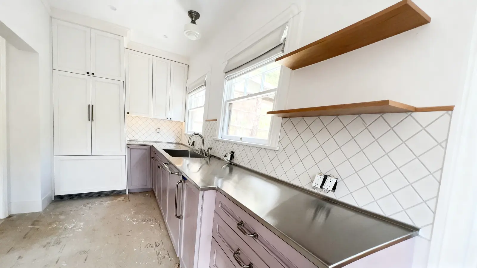 Custom stainless steel countertop install in a Santa Clarita residential kitchen
