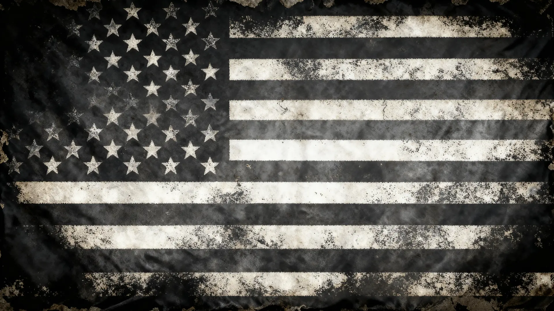Distressed monochrome American flag — veteran owned